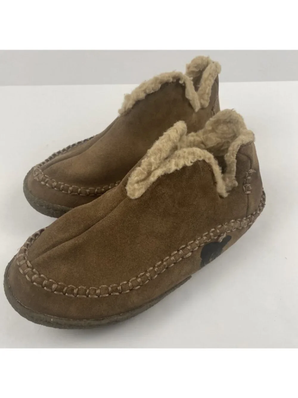 Sorel Manawan II Suede Moccasin Slippers Men’s 7 Sherpa Lined Brown Comfort